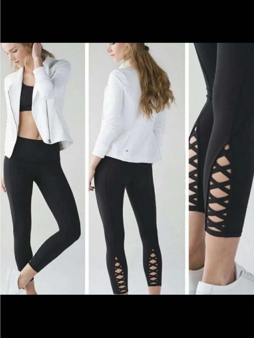 Lululemon Women's Rare Discontinued Black Pure Practice Crisscross Leggings - 4